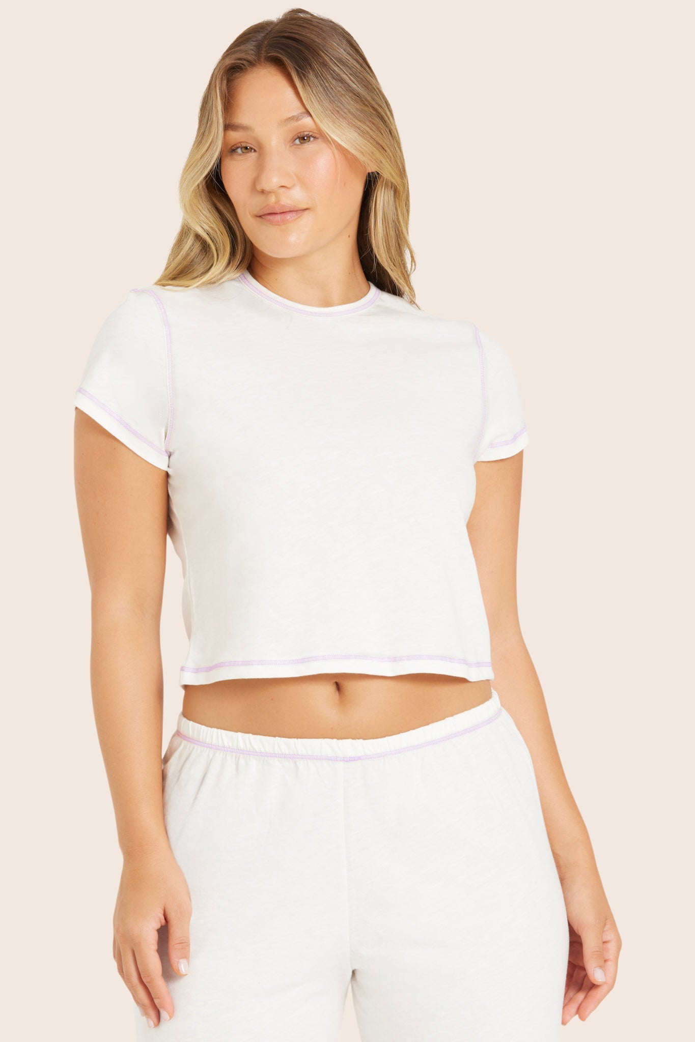 Klassisches Daily Linny T-Shirt aus Baumwolle – Blanc/Petunia
