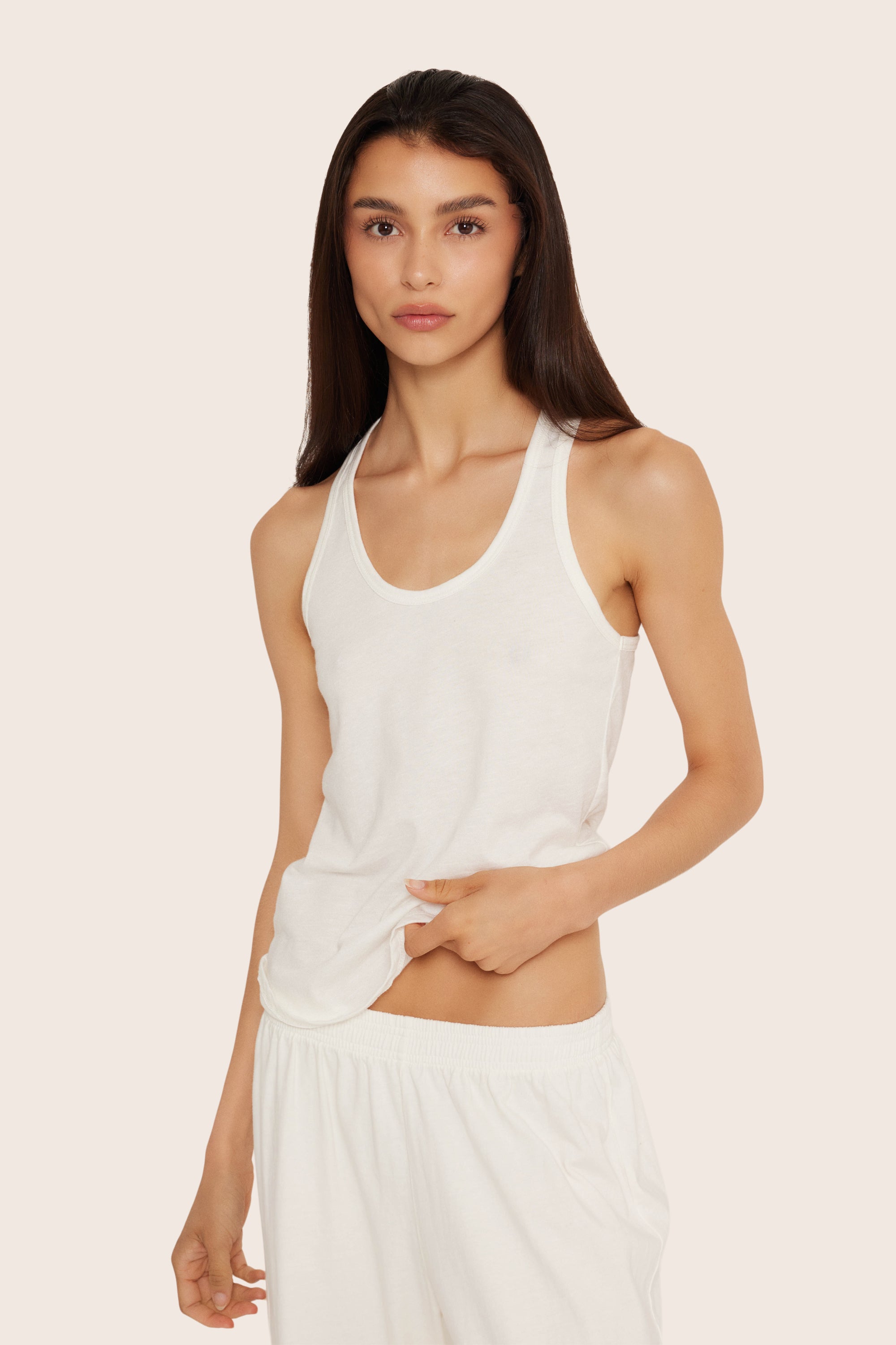 Klassisches Daily Racer-Tanktop aus Baumwolle – Weiß